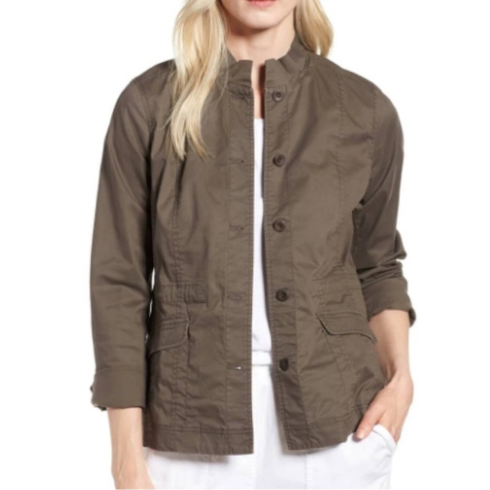 Eileen Fisher Field Jacket Ruffle Collar Rye PP 2P-4P